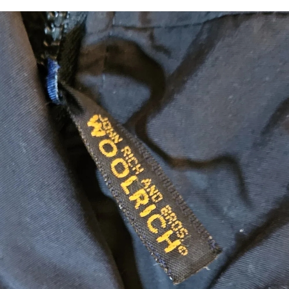 Vintage Black WOOLRICH JOHN RICH BROS. Long Coat Fleece Lined Size Small Black - Picture 5 of 7